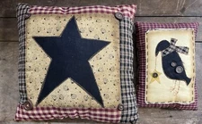2 PRIMATIVE PILLOWS STAR & CROW HOME DECOR