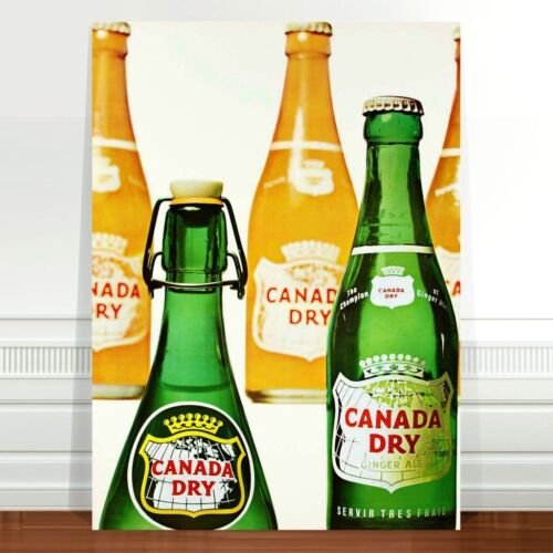 Vintage Beer Advertising Poster Art ~ CANVAS PRINT 18x12" Canada Dry Bottles - Picture 1 of 1