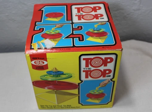 Vintage 1971 Ideal Board Game Toy TOP THE TOP Stack the Spinning Tops Game RARE