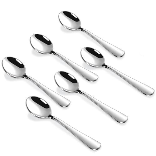 6 Pcs 4.7" Demitasse Espresso Spoons Stainless Steel for Home Kitchen Restaurant - Picture 1 of 7