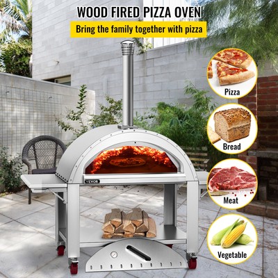 VEVOR Outdoor Pizza Oven Wood Fired Pizza Oven Movable Stainless Steel 44  687117080301 | eBay