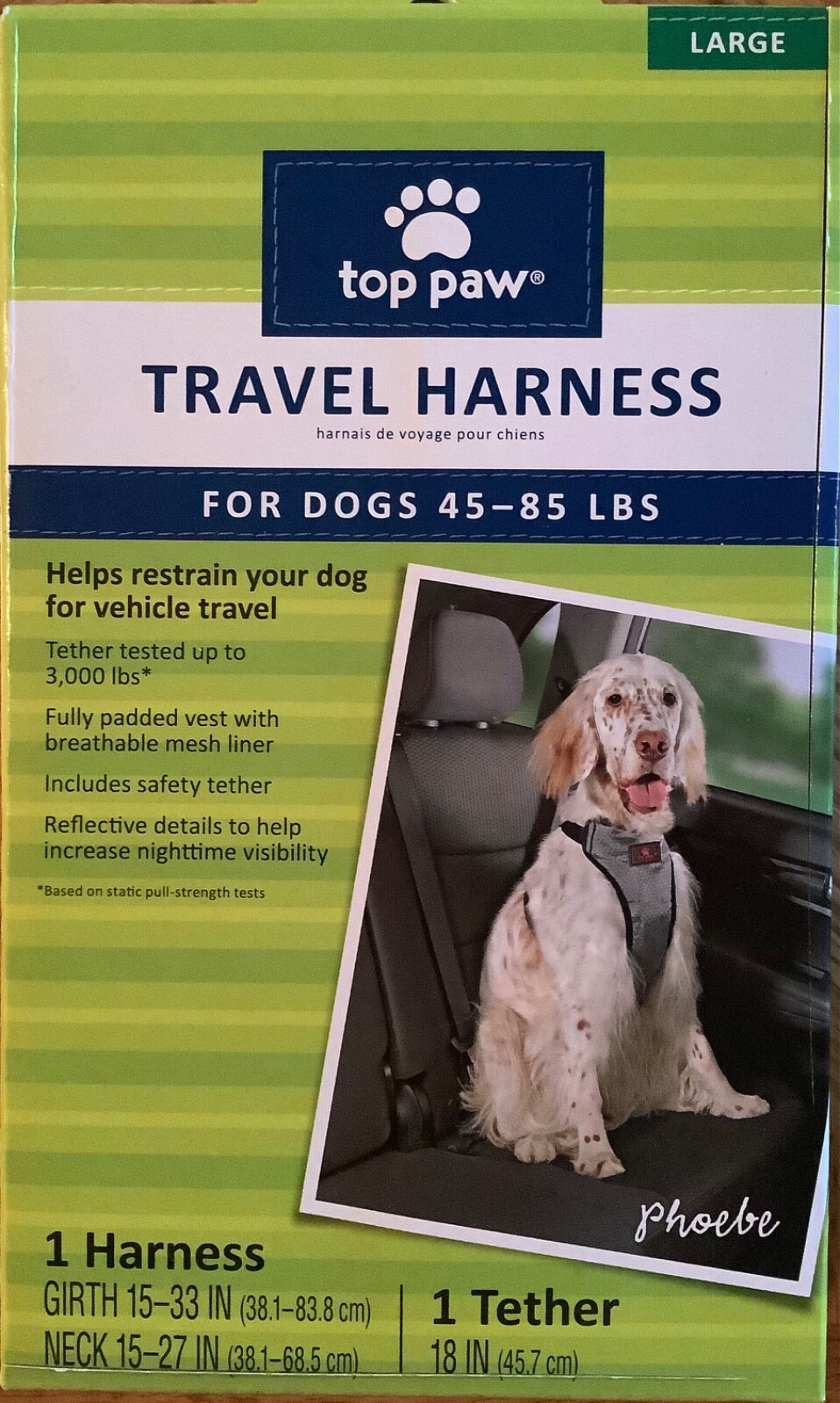 Top Paw Travel Dog Harness for Dogs Size Large 45 to 85 Lbs Pet for