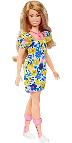 Barbie Multicolore Bambola Fashionista Con Sindrome Di Down Con Un Vestito A Fiori - Immagine 3