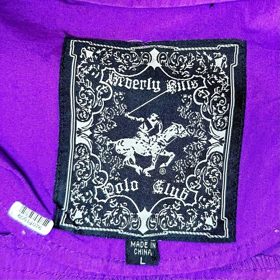 Y2K Beverly Hills Polo Club Púrpura Algodón Chaqueta Top Para Mujer Grande Foto 2 de 4