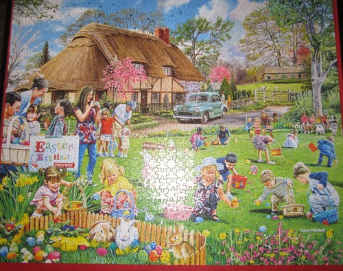 White Mountain Easter Egg Hunt 1000 Larger Pieces Puzzle #1701 Complete - Picture 3 of 4