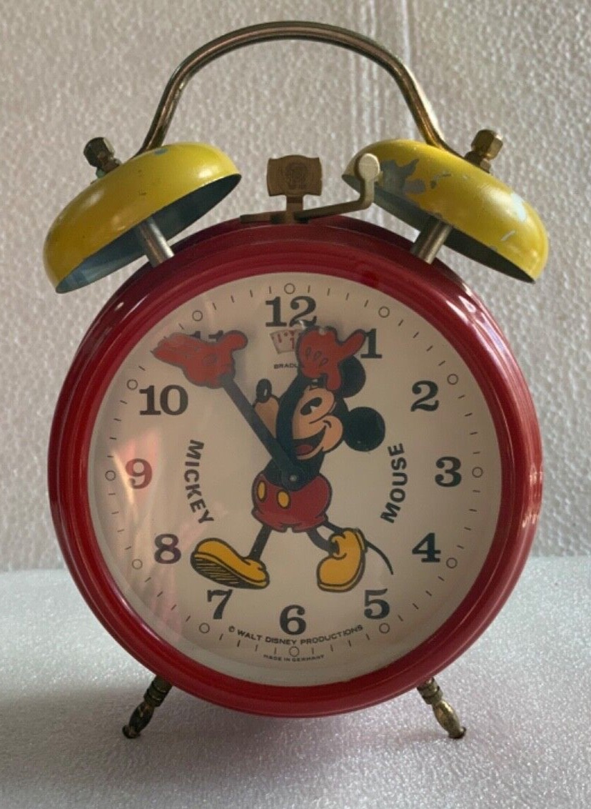 Vintage Mickey Mouse Bradley Desk Clock Germany W Disney Productions Time Works