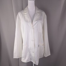 Cherokee Scrub Jacket Womens XL White Certainty Antimicrobial Lab Coat Nurse Spa