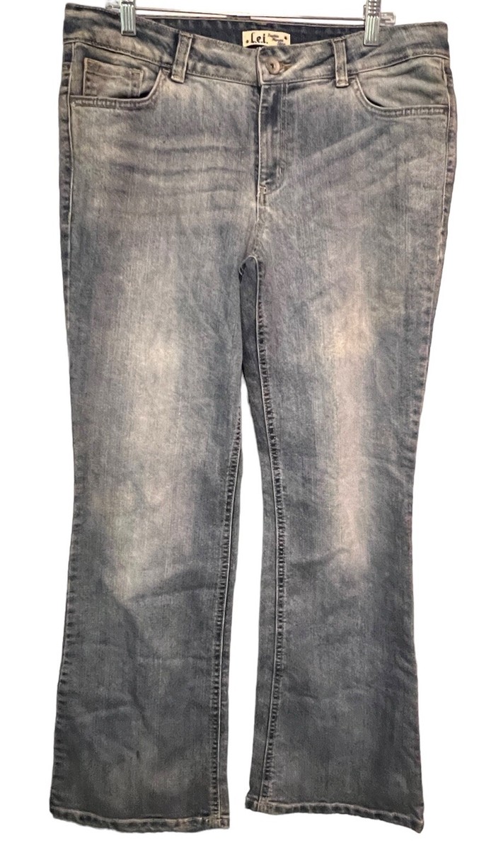 LEI 2011 Sophia Hipster Flare Jeans Womens Juniors Sz 15 Long Blue Stretch  36X32