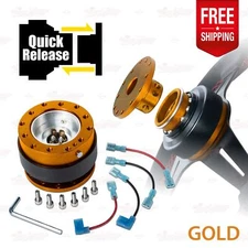 GOLD Steering Wheel Short Hub Adapter Snap Off Boss Kit 6 Bolt Standard Push-Pin