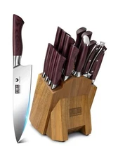 Kitchen Knife Set with Block 18-Piece, Super Sharp German High Carbon Stainle...