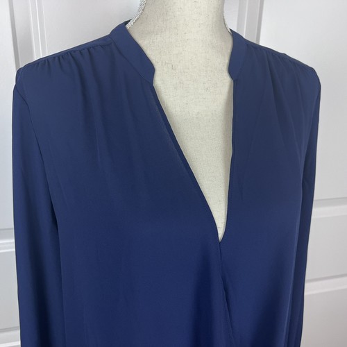Jealous Tomato Blue Open V-Neck Draped Wrap Lace Long Sleeve Top Size Large - Picture 3 of 7