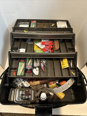 flambeau 3 tray tackle box Flambeau Tackle XL 3-Tray Tackle Box, Black/Dark Gray loaded with tackle