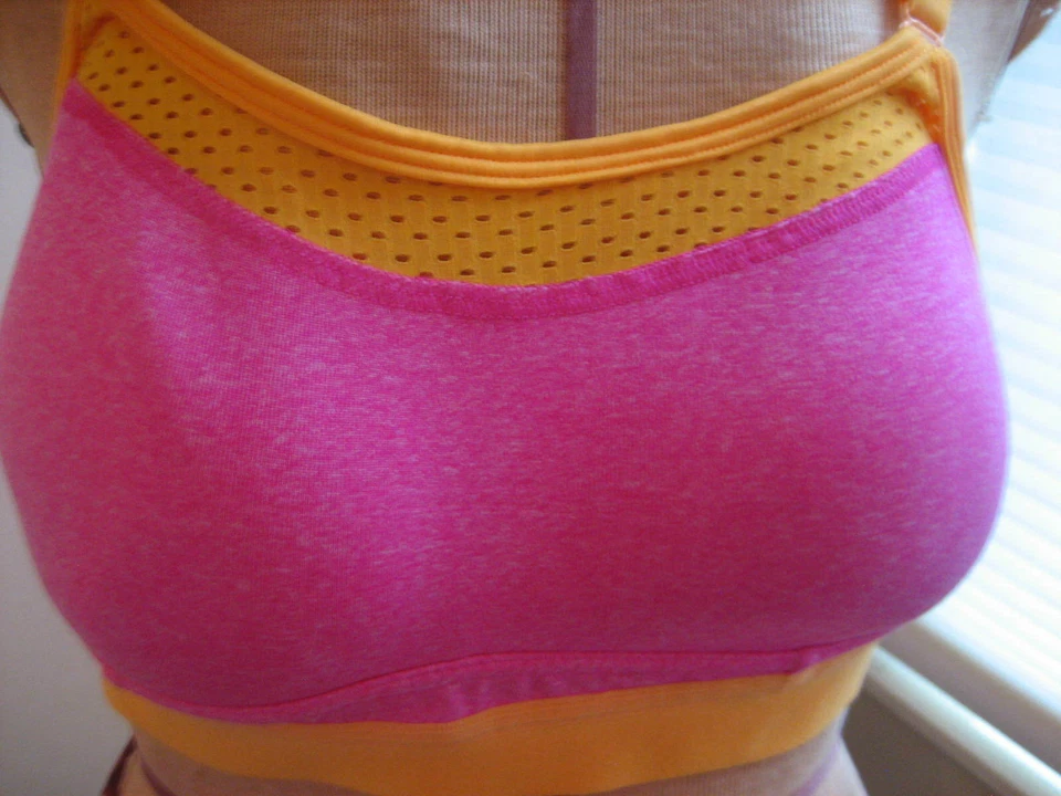 Sujetador deportivo acolchado pulóver rosa intenso, naranja CHAMPION - Estilo 1666 - Talla M Foto 2 de 4