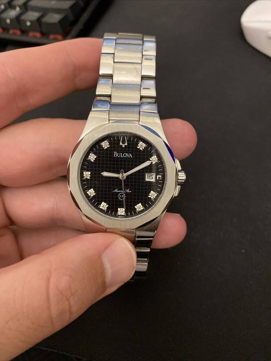 Rare Bulova Marine Star Diamond Marker C876763 Black Dial