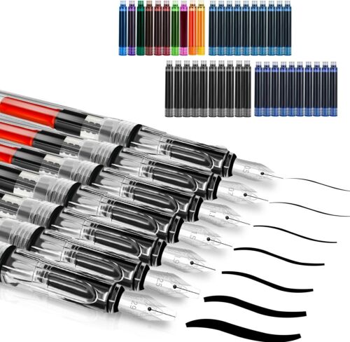 Calligraphy Set, 7 Pcs Fountain Pen with Different Replaceable Nib and 40 Replac