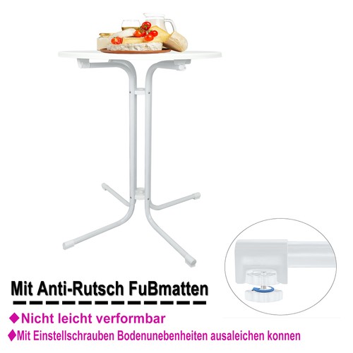110cm Stehtisch Bistrotisch Partytisch Klappbar Klapptisch Gastronomie Rund Weiß - Bild 5 von 12