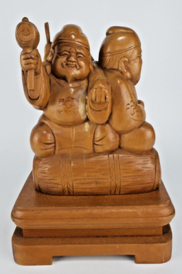 恵比寿 様 木彫り Japanese Wooden Ebisu Japan Antique Wooden Sculpture Shinto Ebisu (恵比寿) Ornament