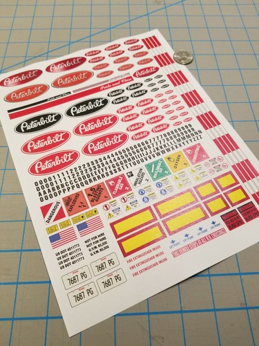 New Peterbilt Scale Semi Tractor Truck Decals for 1:12/1:14/16 RC with Extras - Picture 1 of 2