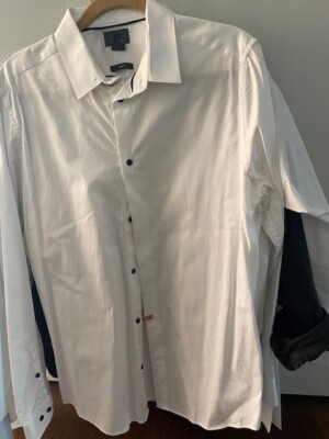 H and M Mens White Button Down Shirt Size Slim Fit Size M