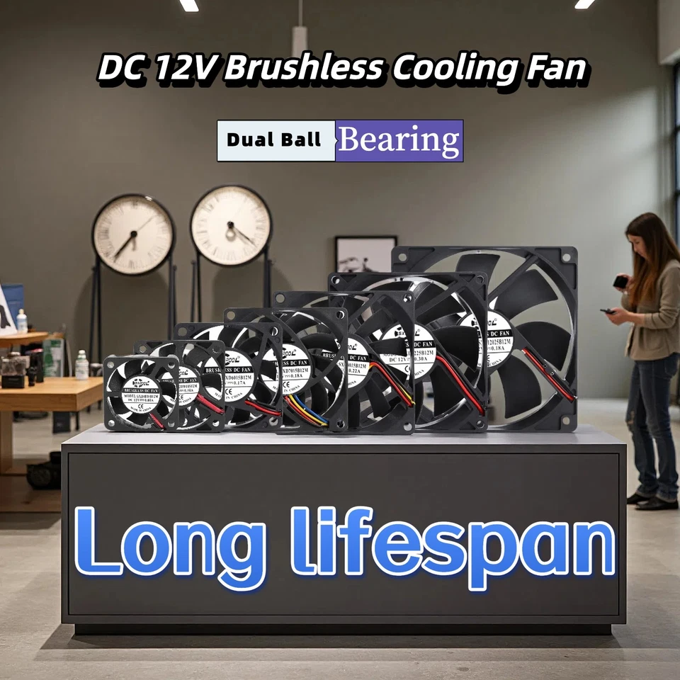 12V DC Cooling Fan 4/5/6/7/8/9/12cm 80mm 120mm Dual Ball Bearing, Industrial Fan - Image 4 of 4