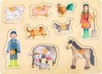 Setzpuzzle Bauernhof & Landleben, 9 Teile, Holzpuzzle, Pferd, Hund, Schaf, Katze