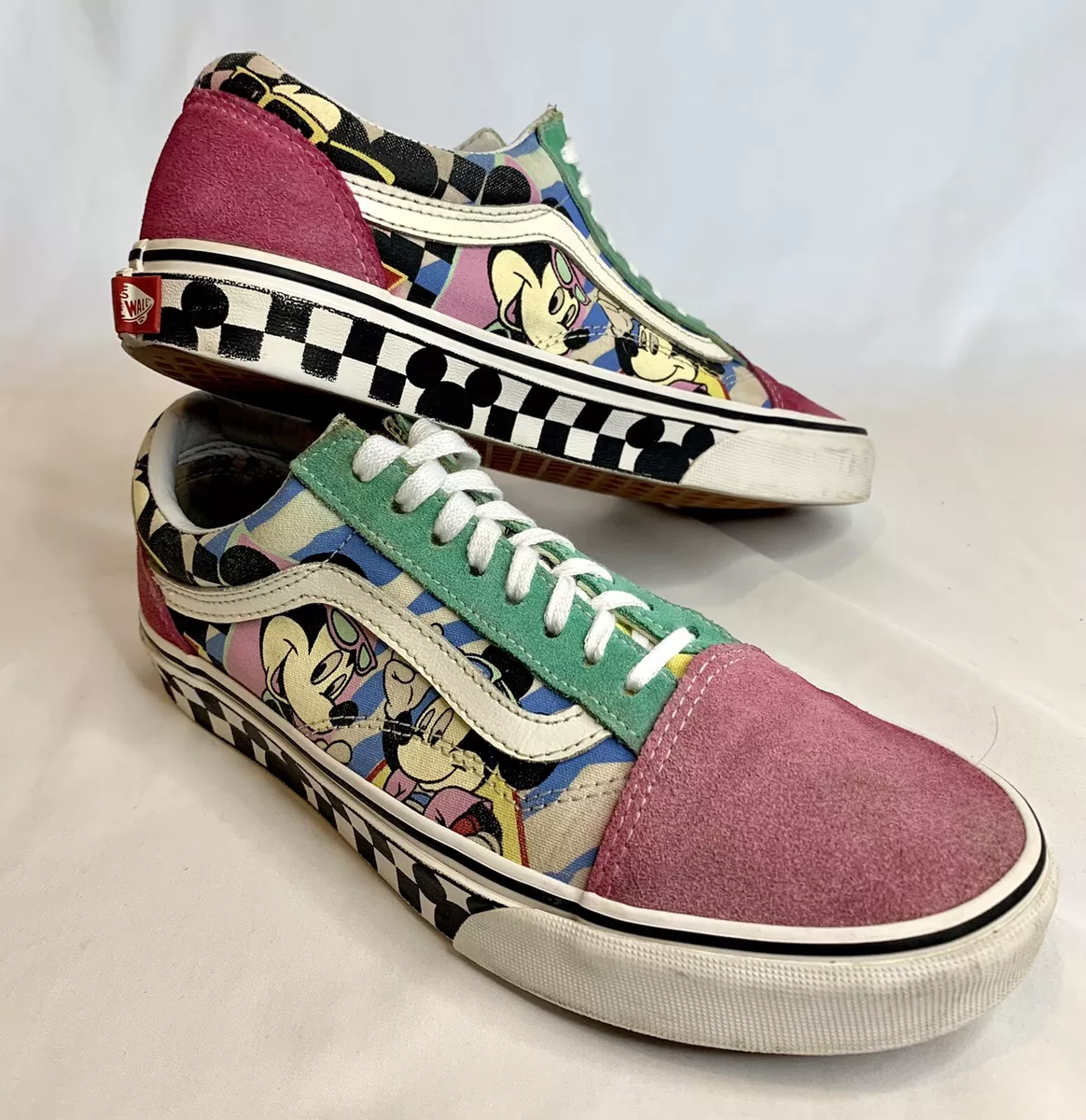 aparato moverse Margarita Vans Disney Old Skool 80&#039;s Mickey Mouse Checkered Suede Size  Men&#039;s 8 Women&#039;s 9.5 | eBay