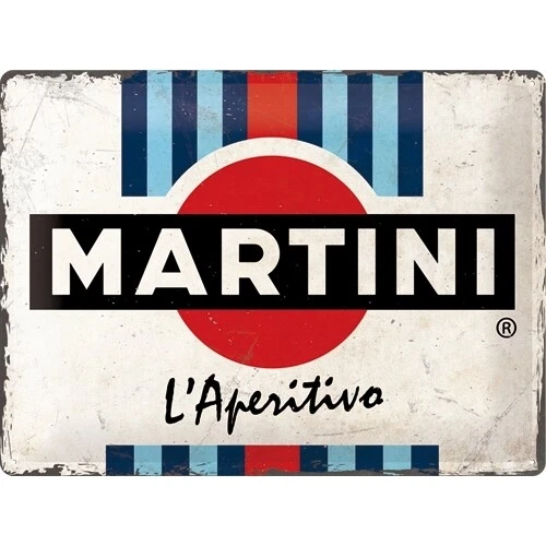 Nostalgic Art Martini L'Aperitivo Racing Stripes 30x40cm Large Sign Wall Decor - Picture 1 of 5