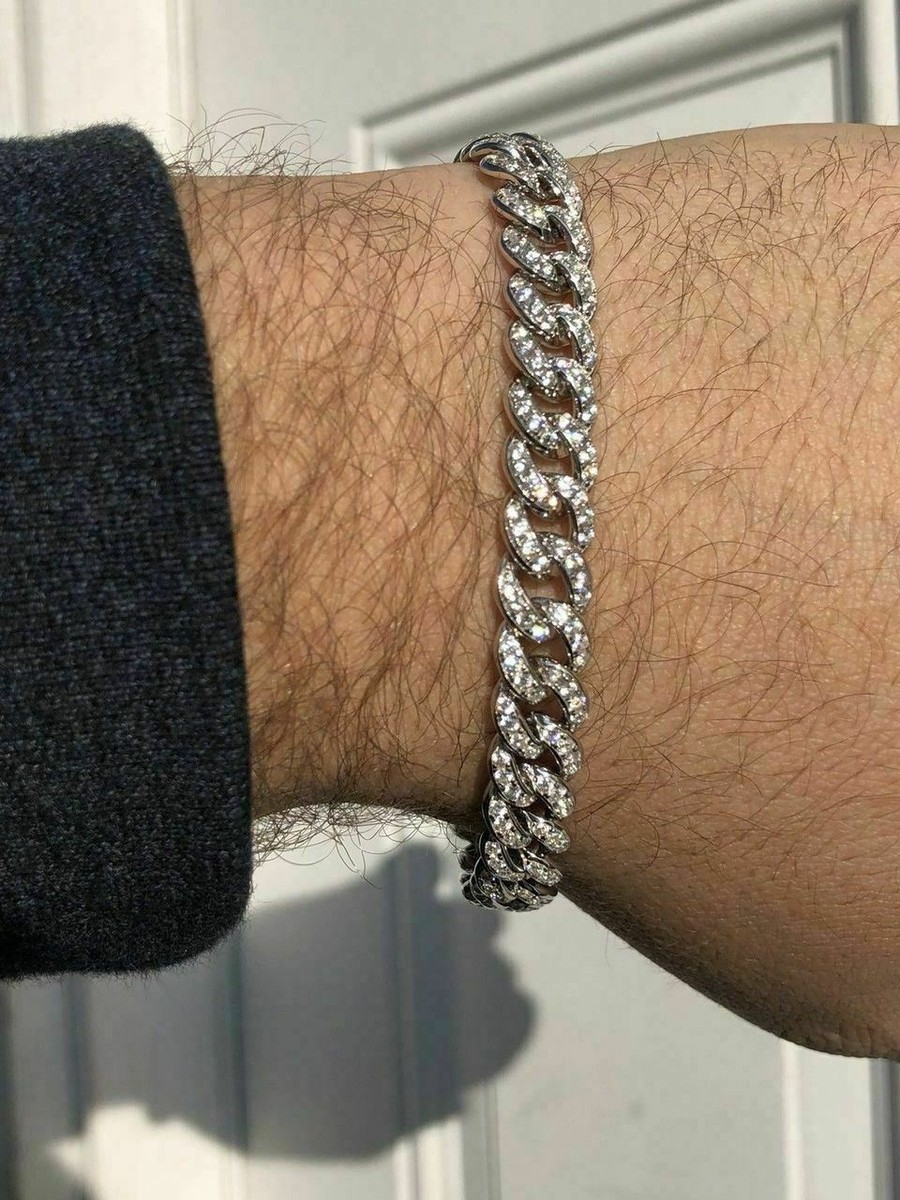 Men's Miami Cuban Link Bracelet Real Solid 925 Sterling