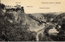 Plauenscher Grund Begerburg Hoher Stein Felsenkellerbrauerei Bahnstrecke 1914ngl