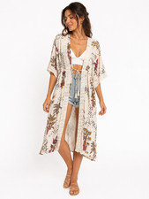 Ladies Ex Un Retailer Tropical Print Beach Kaftan Cover Up Viscose