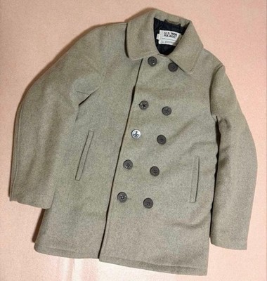 Schott Melton Wool 10 Buttons Pea Coat Jacket Blouson Men Size 40 gray Genuine