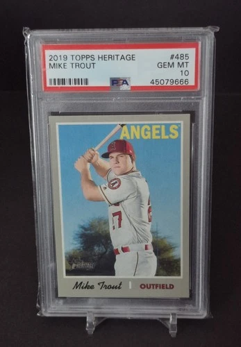 2019 TOPPS HERITAGE #485 MIKE TROUT PSA 10