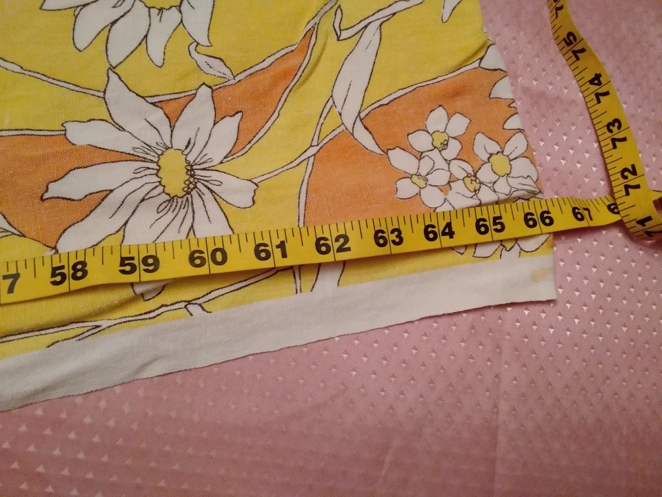 Fabric Vintage 70's Flower Power Lowenstein & Sons Fabric 49x66" Yellow & Orange - Image 4 of 4