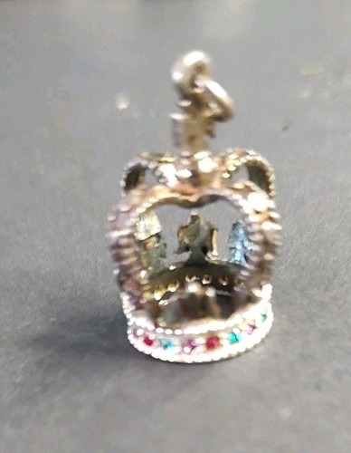 Colourful Stones Sterling Silver Vintage Charm For Bracelet - Picture 5 of 9