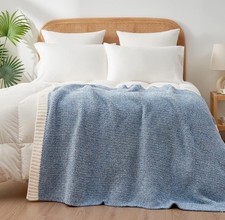 NWOT Snuggle Sac Throw Blanket Reversible Soft  Heather Blue  Sz: 50"x 60"