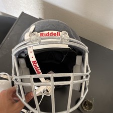 Riddell Medium Full Face Football Helmet Dark Blue Gray White NOCSAE Certified