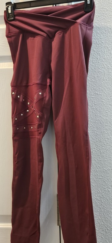 Athleta HaloTek Air High Rise Ankle Leggings Burgundy Studded Mesh 6  Halara.