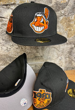 Cleveland Indians Wahoo New Era Fitted Club 59Fifty Hat Custom NEW ORANGE BLACK
