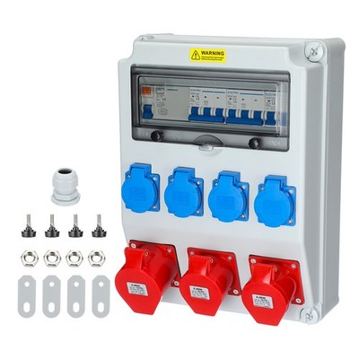 BAUSTROMVERTEILER WANDVERTEILER KOMPLETT VERDRAHTET 32A/16A 230V MIT CEE DOSE