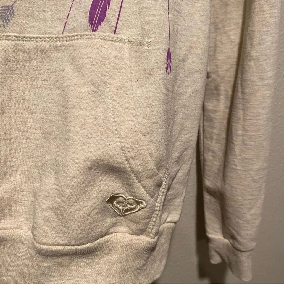 Moletom Roxy‎ tamanho pequeno capuz de pele sintética surfista praia casual inverno - Imagem 4 de 4