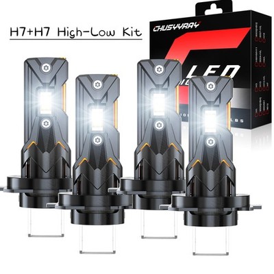 LED Headlight H7 High Beam + H7 Low Beam Super Bright 6500K Hi/Lo Beam