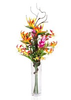 Artplants Kunst Paradiesstrauß Saloa Strelitzie Gloriosa Orange, 95Cm, Ø40Cm