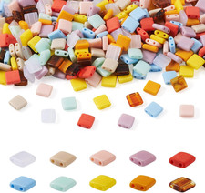 400pcs Mix Tila 5mm 2-Hole Glass Seed Beads - Pastel Candy Color Flat Square Jap