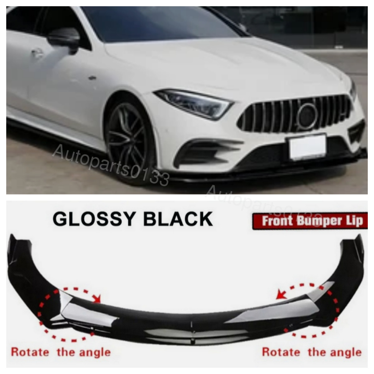 For Benz CLS53 AMG  Glossy Black Front Bumper Lip Spoiler Splitter Body Kits