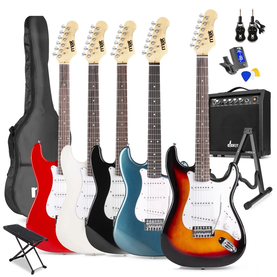 MAXMUSIC GigKit Full Size Electric Guitar Set with 40W Amplifier & Accessories - SS Style
