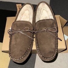 Fenland Męskie brązowe mokasyny z prawdziwej skóry owczej, rozmiar UK 11/12