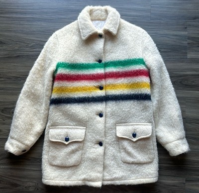 Vintage 60s-70s Hudson s Bay Wool Jacket W/ Quilted Interior 