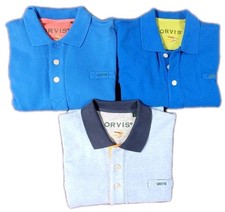 Lot Of 3 Orvis Heavy Pique Cotton Fly Fishing Polo Shirt Men Size L
