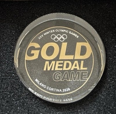 2026 Gold Medal Game High Quality Optical Crystal Souvenir Puck. USA Vs Canada.
