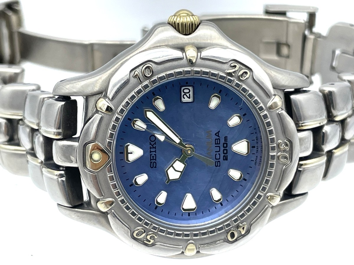 SEIKO Ladies Air Diver's Watch SCUBA 200m MOP Blue Dial